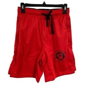 UFC Mens S Red Shorts Zippered Pockets Drawstring Pull On Activewear 8" Inseam